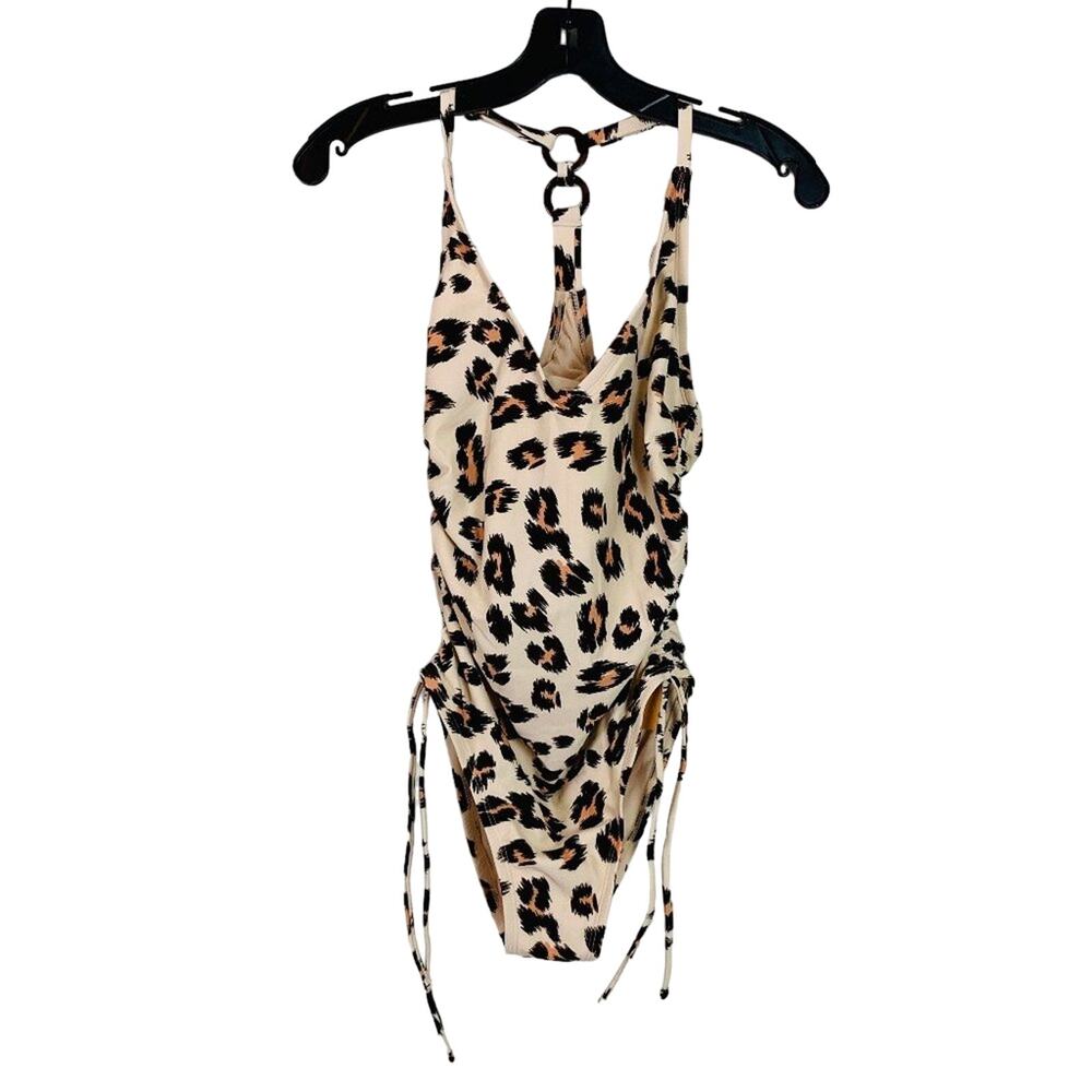 Kona Sol Cheetah Print One Piece Swimsuit Size Small (4-6) Mobwife Animal Print‎